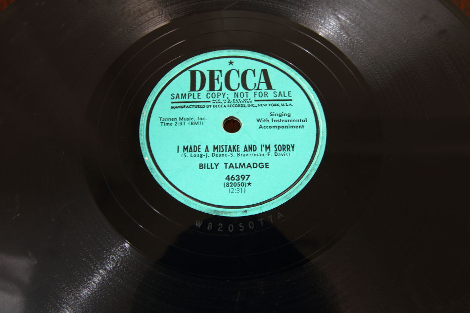 SPレコード盤　10インチ25cm ～BILLY TALMADGE  ～