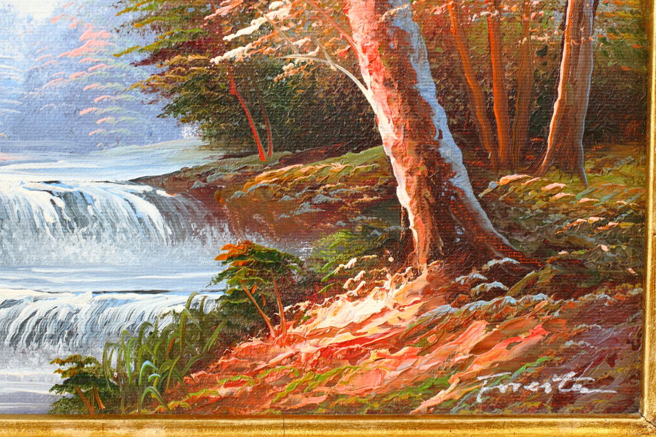 Autumnal Countryside River / Oil Painting