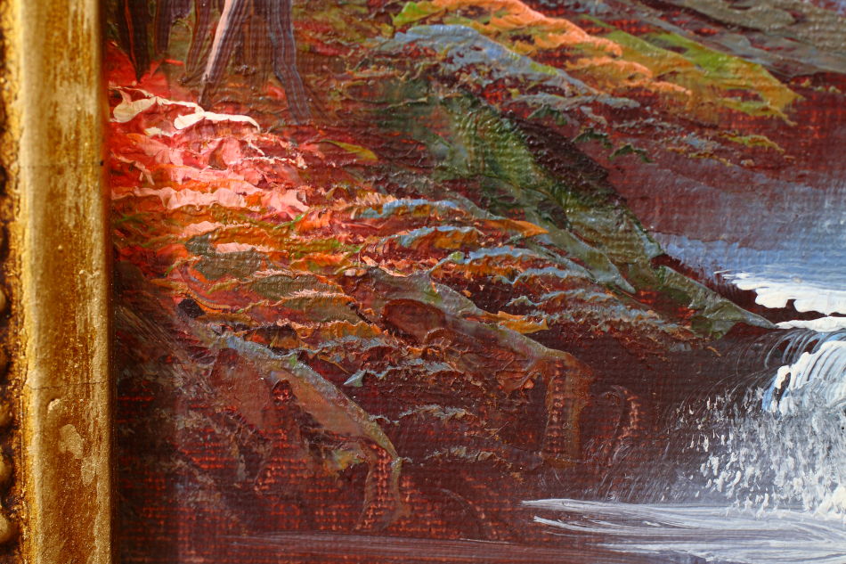 Autumnal Countryside River / Oil Painting