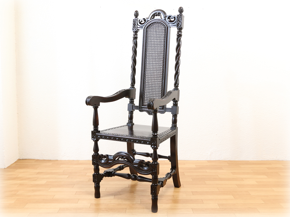 椅子・チェア英国製アンティーク　アームチェア　ハイバック