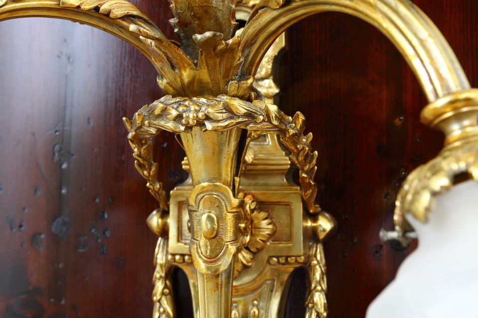 ルイ16世Louis XVIスタイル ローズガラス ウォールランプ(2灯)
