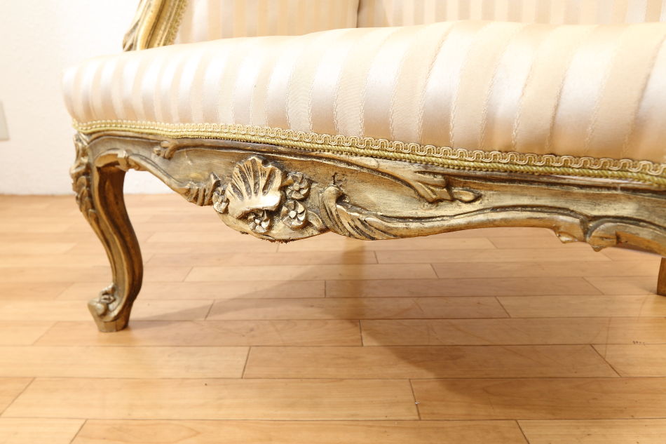 ルイ15世Louis XVスタイル ゴールドギルト コンフェショナル ウィングチェア
