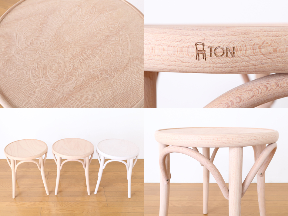 トンTON ベントウッドスツール No60 アーチレッグArch leg/クリアオイル・フィニッシュ