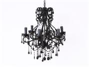 【更新中】ブラッククリスタル ビーズ&ドロップ ケージスタイル シャンデリア(6灯)