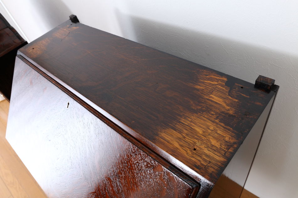 クイーンアンスタイル イングランドオーク ドームトップビューローブックケース