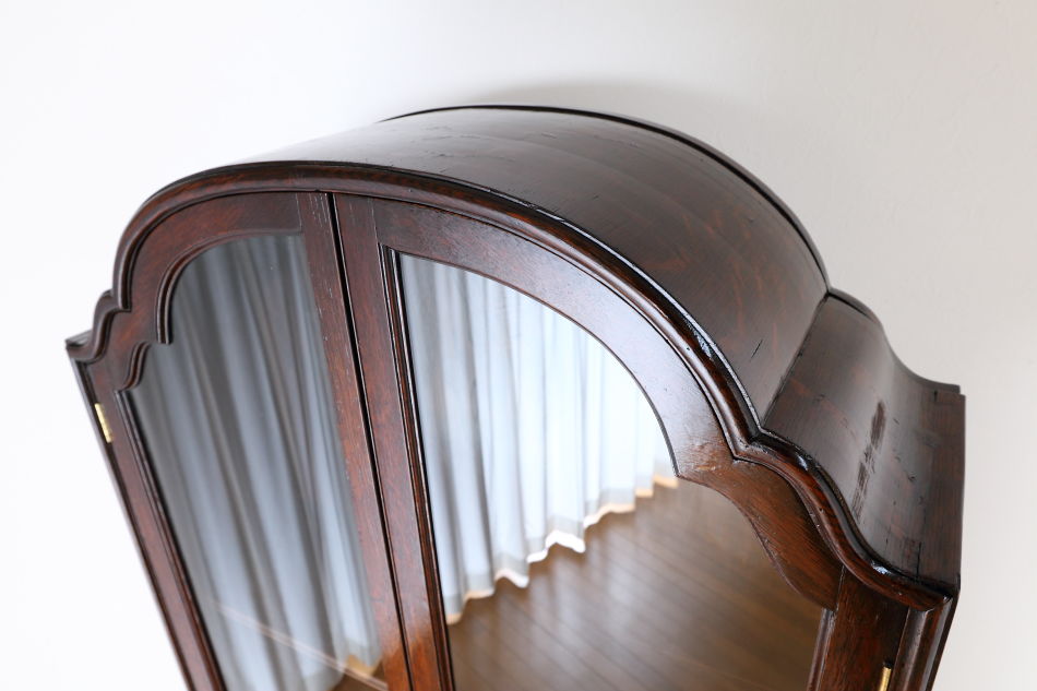 クイーンアンスタイル イングランドオーク ドームトップビューローブックケース