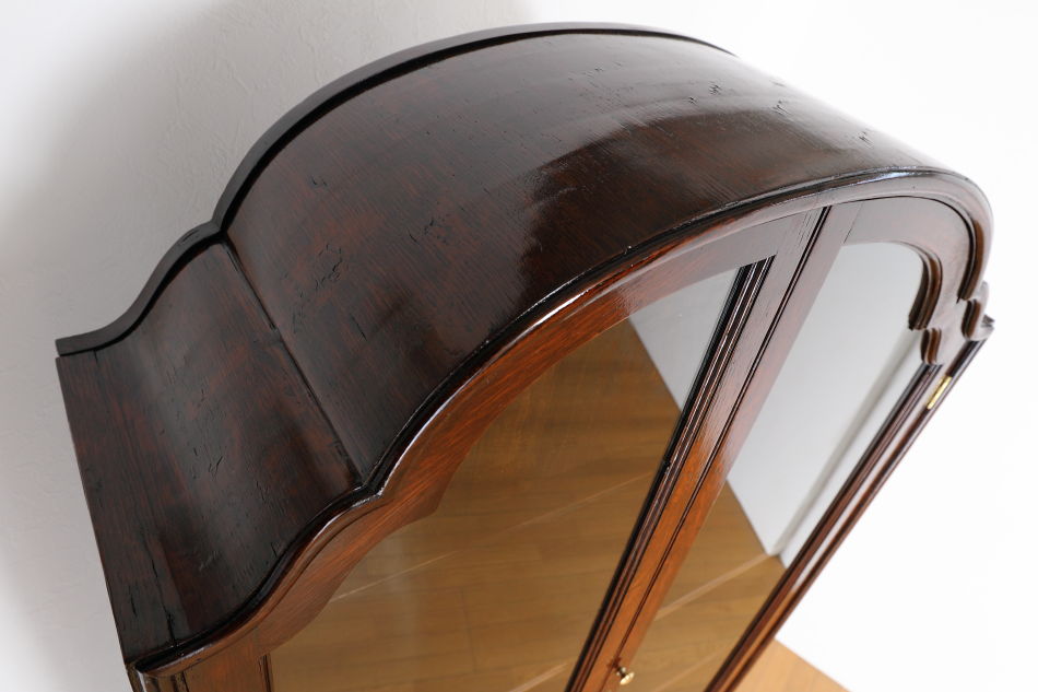 クイーンアンスタイル イングランドオーク ドームトップビューローブックケース