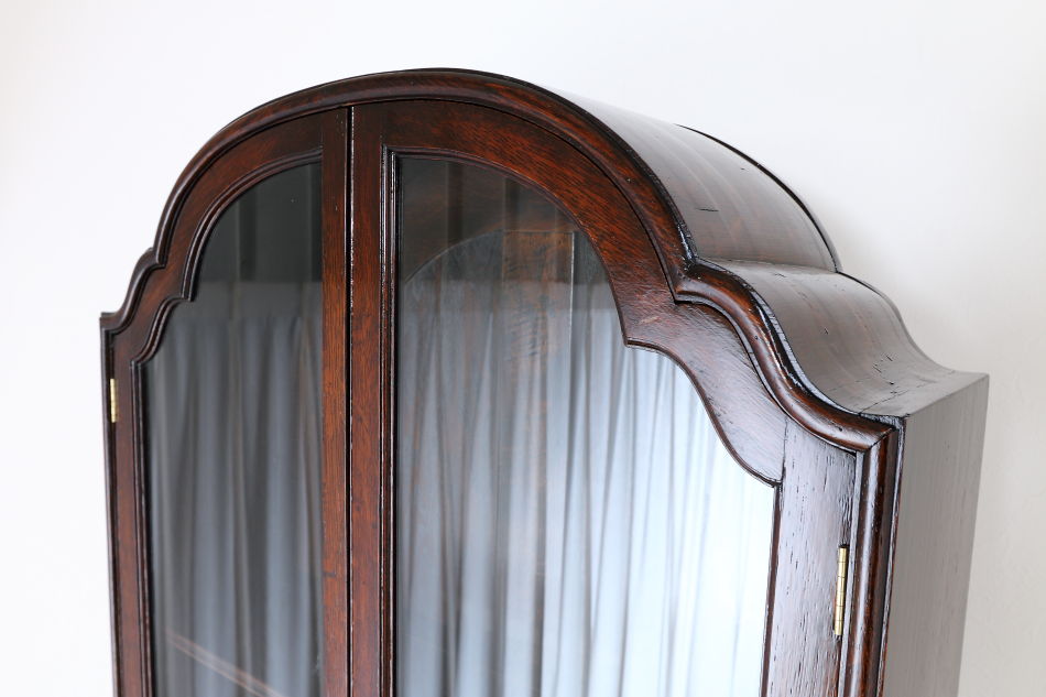 クイーンアンスタイル イングランドオーク ドームトップビューローブックケース