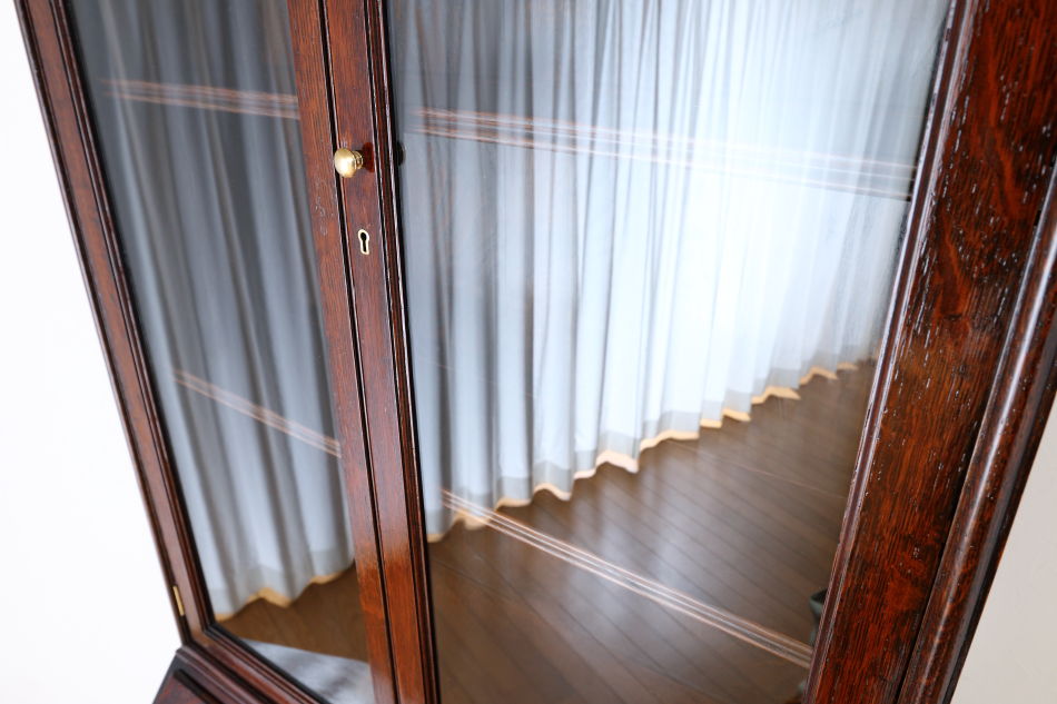 クイーンアンスタイル イングランドオーク ドームトップビューローブックケース