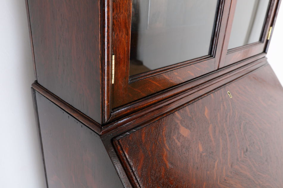 クイーンアンスタイル イングランドオーク ドームトップビューローブックケース