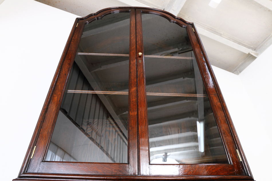 クイーンアンスタイル イングランドオーク ドームトップビューローブックケース