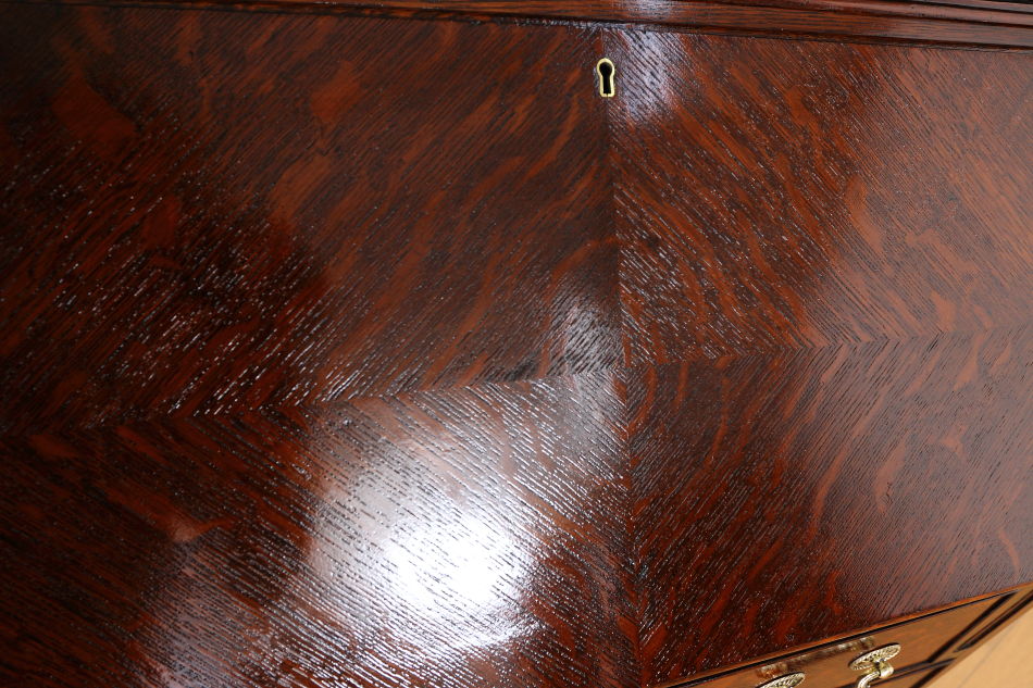 クイーンアンスタイル イングランドオーク ドームトップビューローブックケース