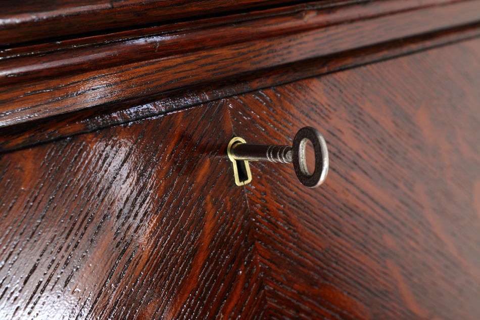 クイーンアンスタイル イングランドオーク ドームトップビューローブックケース