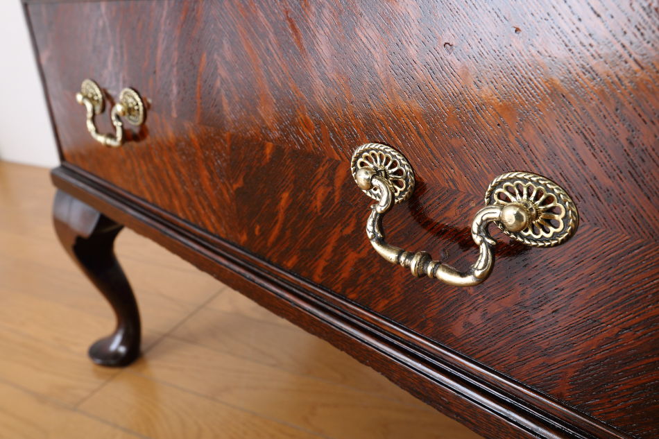 クイーンアンスタイル イングランドオーク ドームトップビューローブックケース