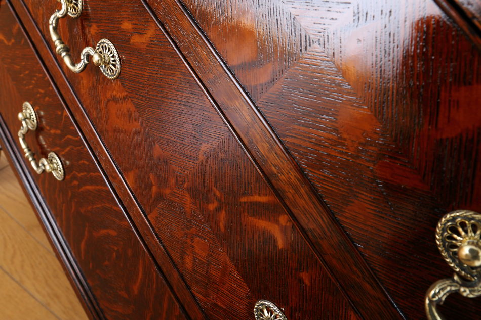 クイーンアンスタイル イングランドオーク ドームトップビューローブックケース