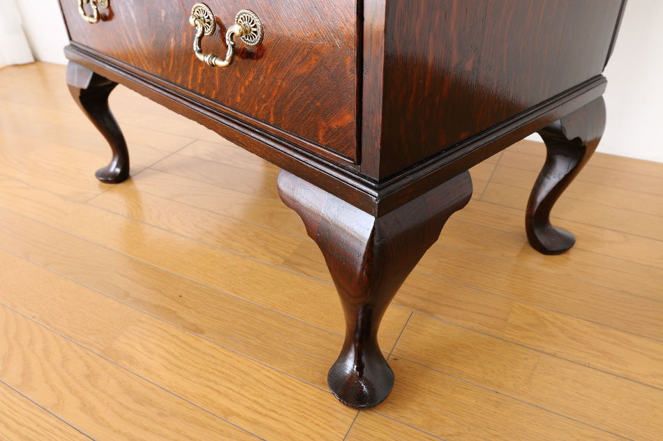 クイーンアンスタイル イングランドオーク ドームトップビューローブックケース