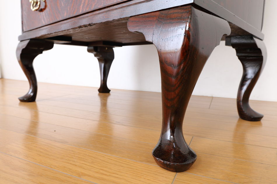 クイーンアンスタイル イングランドオーク ドームトップビューローブックケース