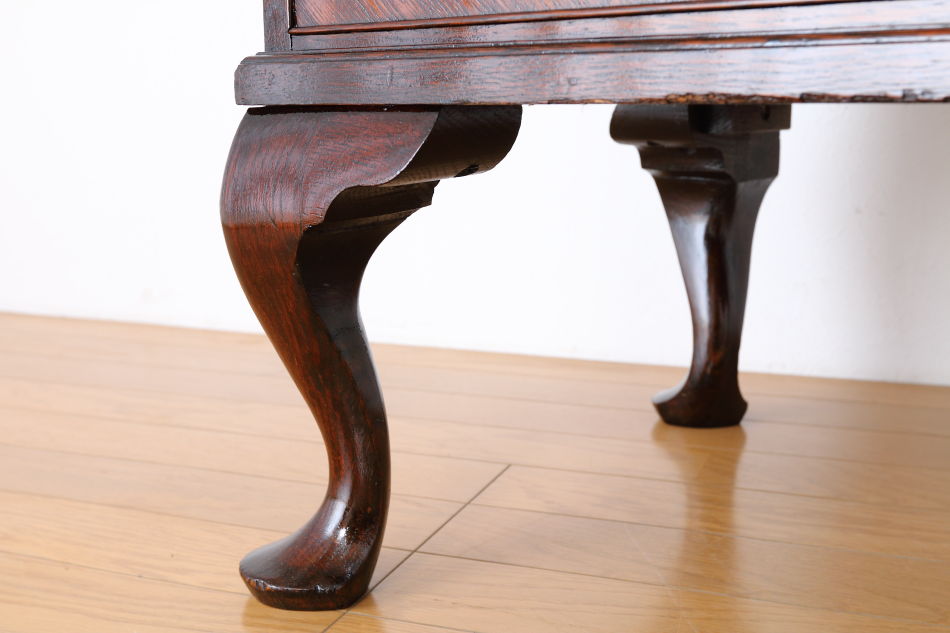 クイーンアンスタイル イングランドオーク ドームトップビューローブックケース