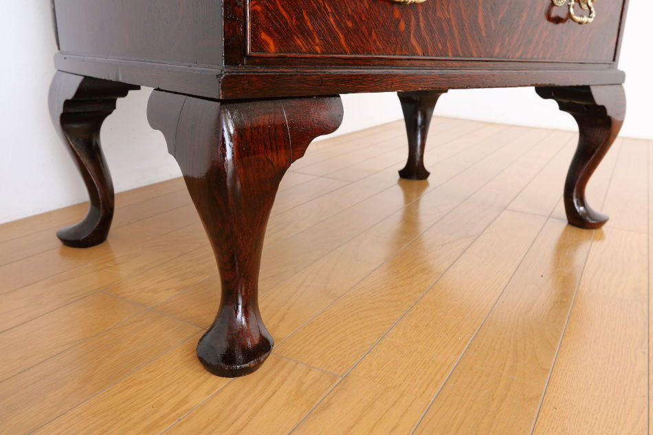 クイーンアンスタイル イングランドオーク ドームトップビューローブックケース