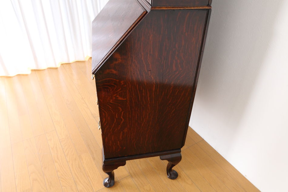 クイーンアンスタイル イングランドオーク ドームトップビューローブックケース