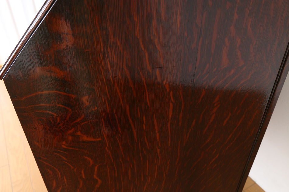 クイーンアンスタイル イングランドオーク ドームトップビューローブックケース