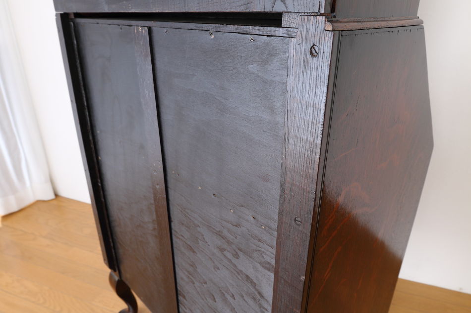 クイーンアンスタイル イングランドオーク ドームトップビューローブックケース