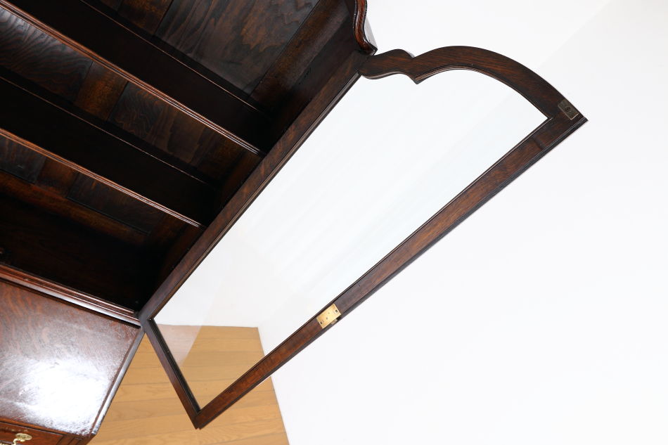 クイーンアンスタイル イングランドオーク ドームトップビューローブックケース