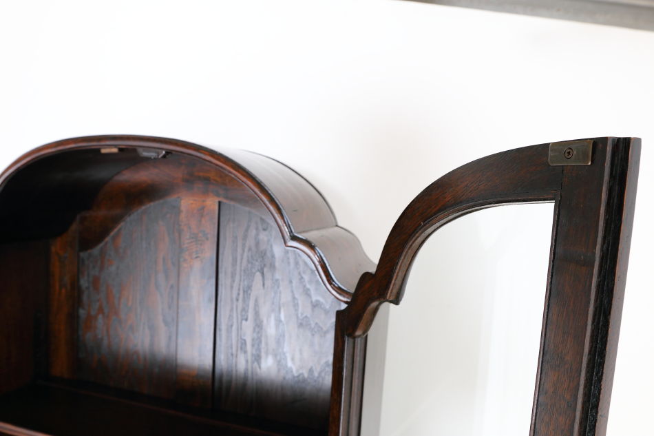 クイーンアンスタイル イングランドオーク ドームトップビューローブックケース