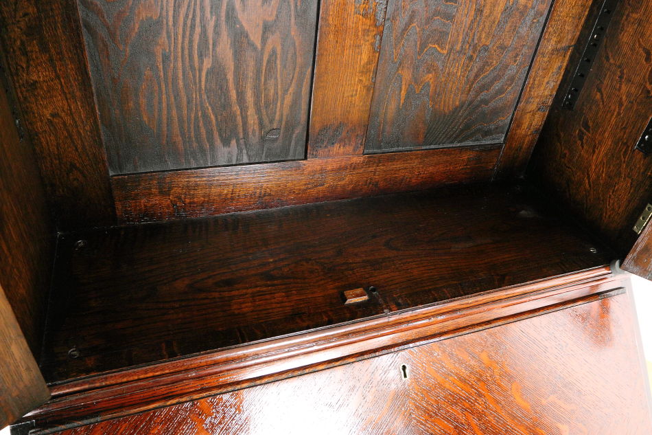 クイーンアンスタイル イングランドオーク ドームトップビューローブックケース