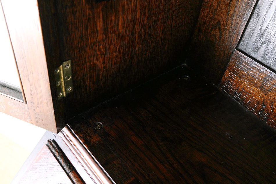 クイーンアンスタイル イングランドオーク ドームトップビューローブックケース