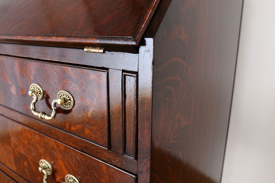 クイーンアンスタイル イングランドオーク ドームトップビューローブックケース