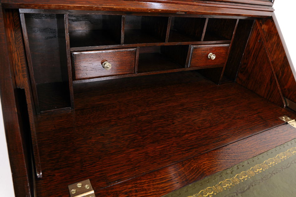 クイーンアンスタイル イングランドオーク ドームトップビューローブックケース