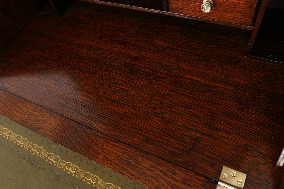 クイーンアンスタイル イングランドオーク ドームトップビューローブックケース