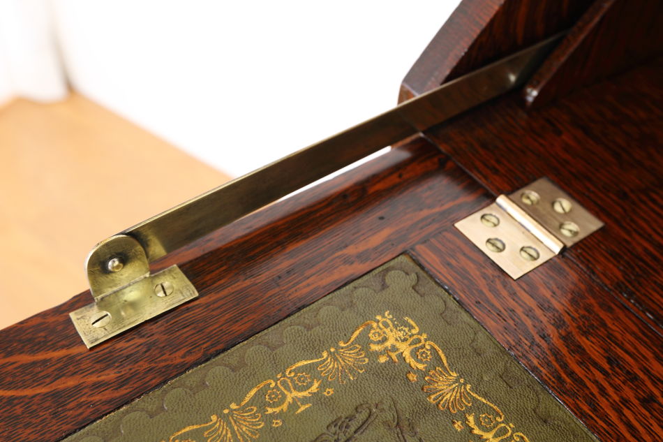 クイーンアンスタイル イングランドオーク ドームトップビューローブックケース