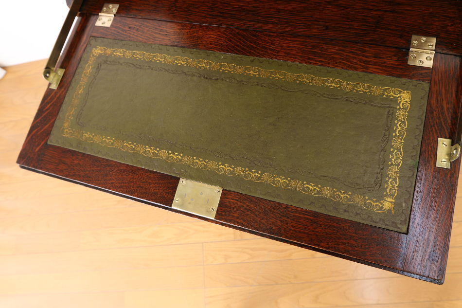 クイーンアンスタイル イングランドオーク ドームトップビューローブックケース