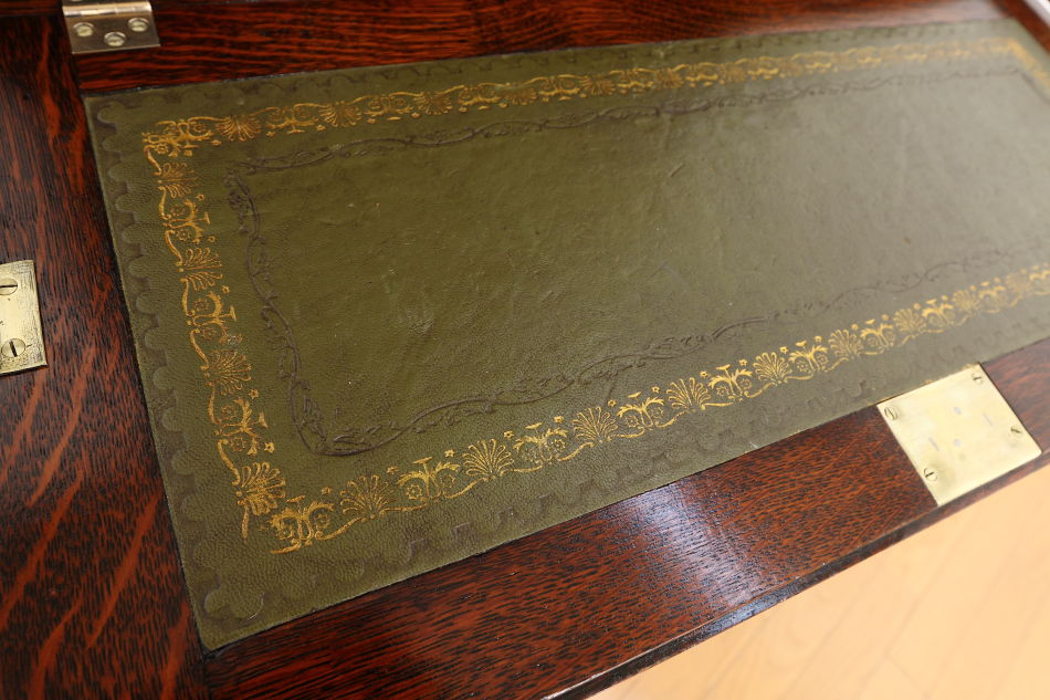 クイーンアンスタイル イングランドオーク ドームトップビューローブックケース