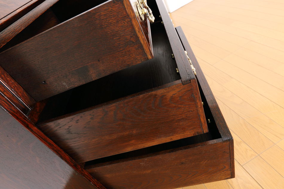 クイーンアンスタイル イングランドオーク ドームトップビューローブックケース