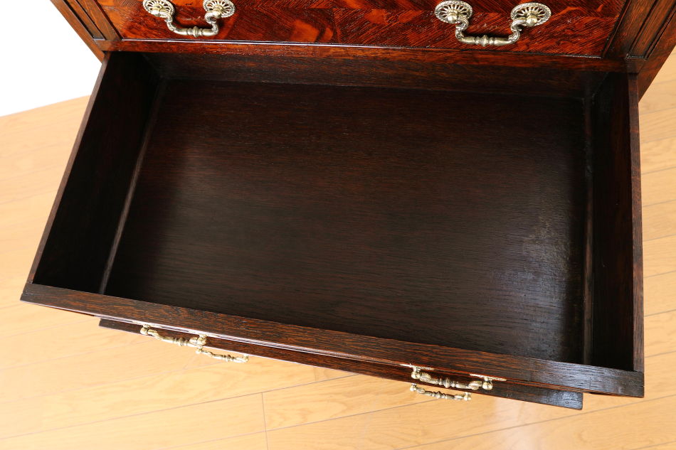 クイーンアンスタイル イングランドオーク ドームトップビューローブックケース