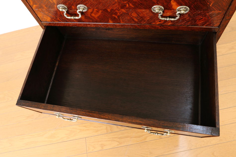 クイーンアンスタイル イングランドオーク ドームトップビューローブックケース