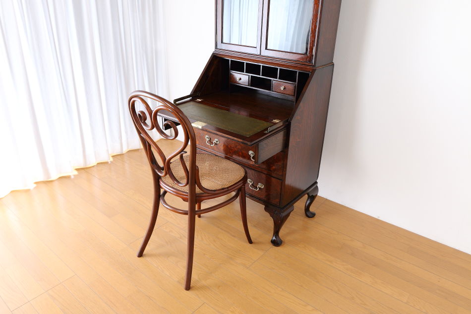 クイーンアンスタイル イングランドオーク ドームトップビューローブックケース