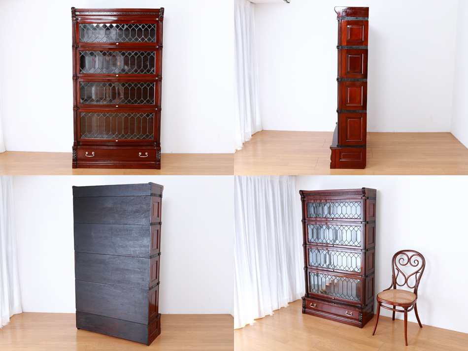 グローブヴェルニッケGlobe Wernicke 5スタッキングステンドグラスマホガニーブックケース