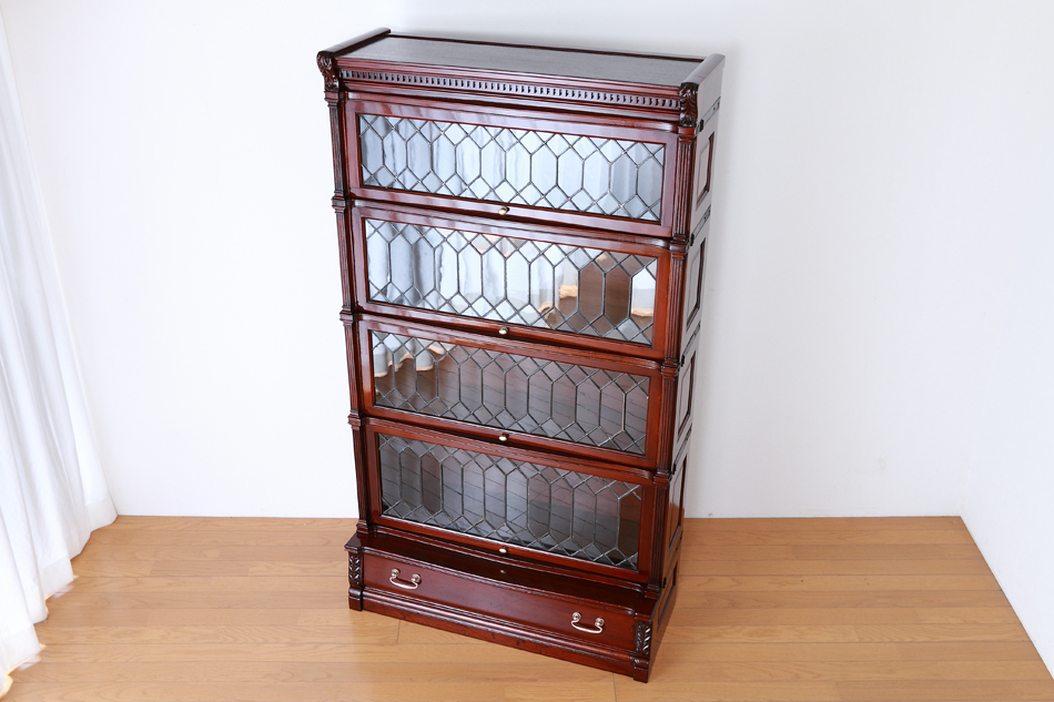 グローブヴェルニッケGlobe Wernicke 5スタッキングステンドグラスマホガニーブックケース