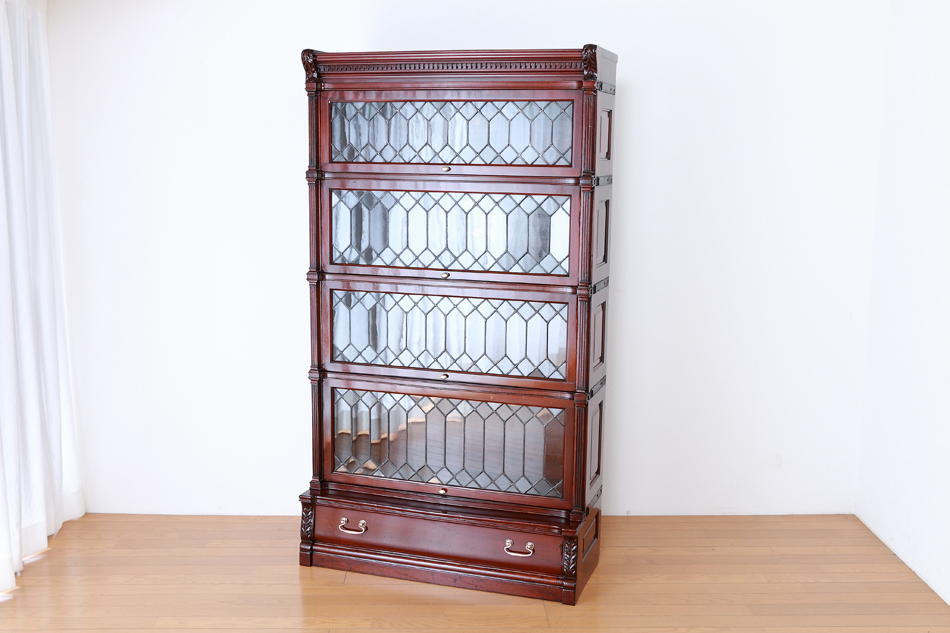 グローブヴェルニッケGlobe Wernicke 5スタッキングステンドグラスマホガニーブックケース