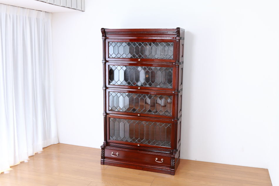 グローブヴェルニッケGlobe Wernicke 5スタッキングステンドグラスマホガニーブックケース