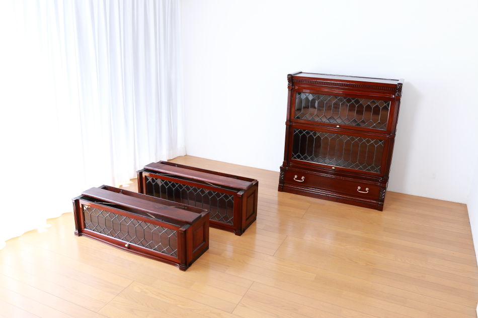 グローブヴェルニッケGlobe Wernicke 5スタッキングステンドグラスマホガニーブックケース