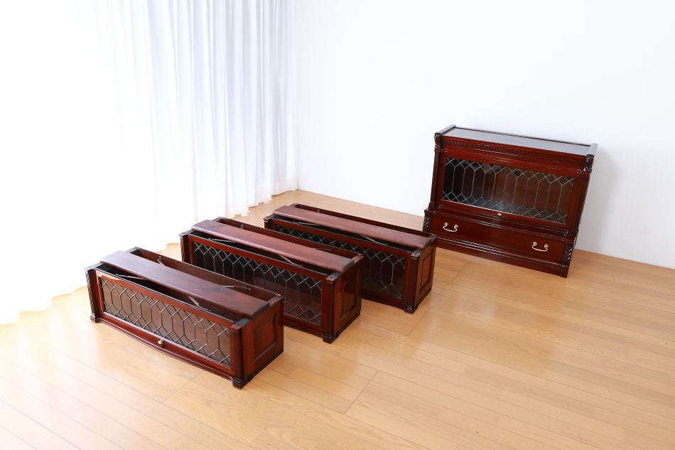 グローブヴェルニッケGlobe Wernicke 5スタッキングステンドグラスマホガニーブックケース