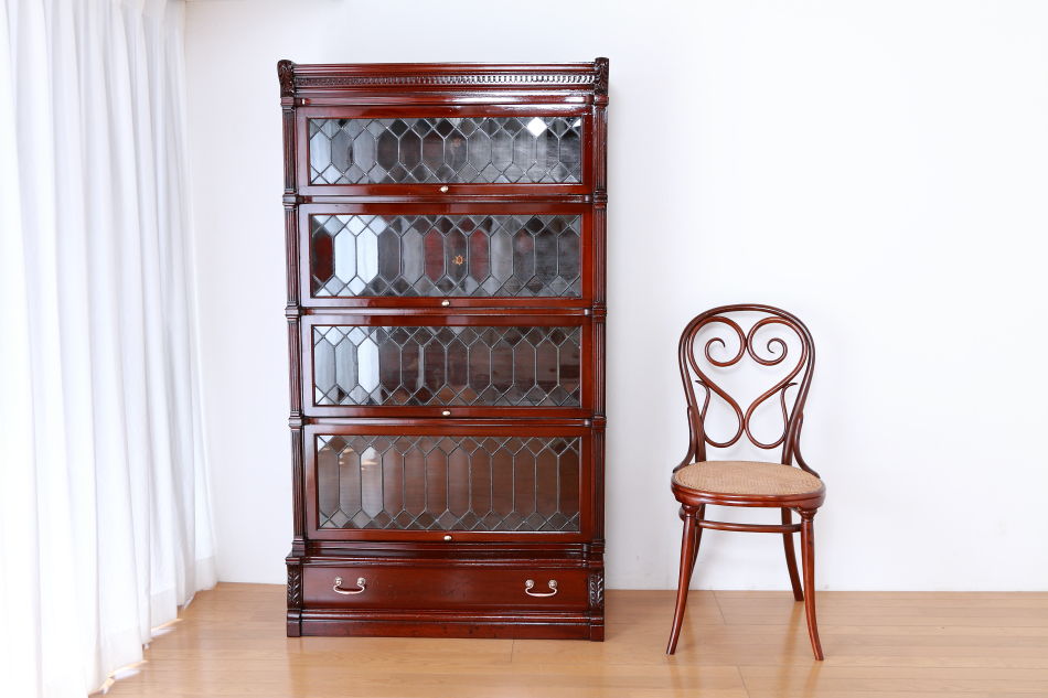 グローブヴェルニッケGlobe Wernicke 5スタッキングステンドグラスマホガニーブックケース