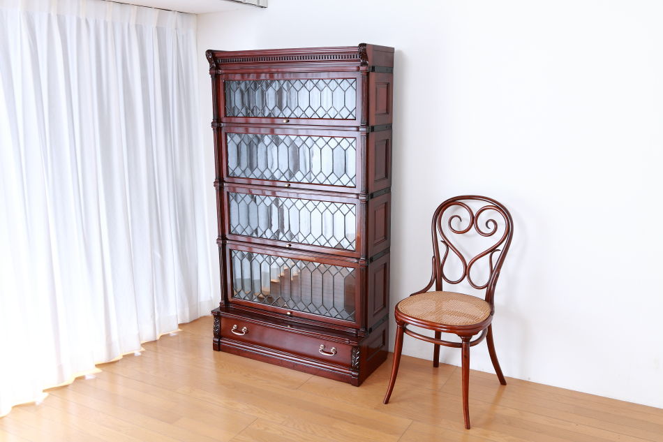 グローブヴェルニッケGlobe Wernicke 5スタッキングステンドグラスマホガニーブックケース