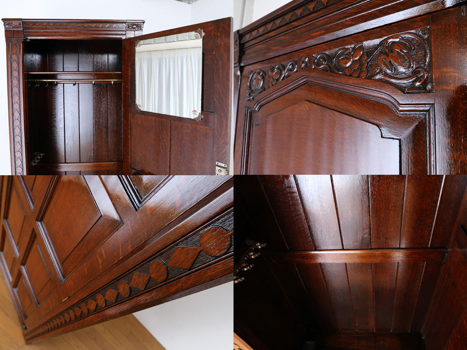 アールデコ チューダースタイル イングランドオーク スモールワードローブ