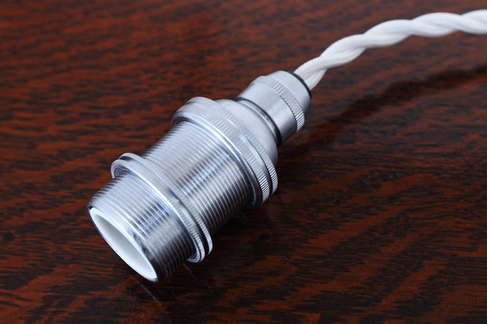 ブリティッシュ・トラディショナル アルミヘアラインシルバー E17コードペンダントランプ